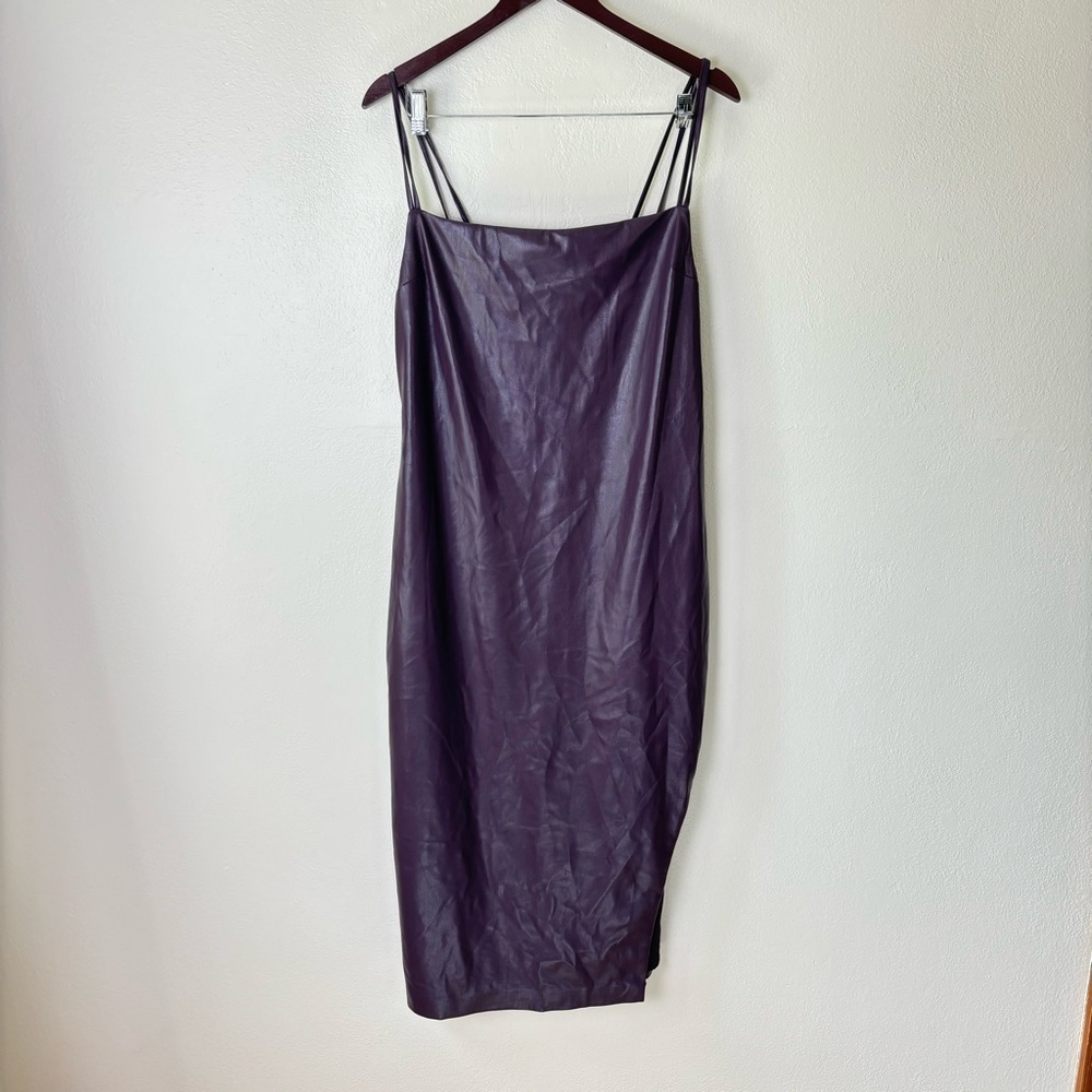 Majorelle Issa Faux Leather Midi Dress In Deep Plum Women’s Size XL Revolve - Picture 5 of 12